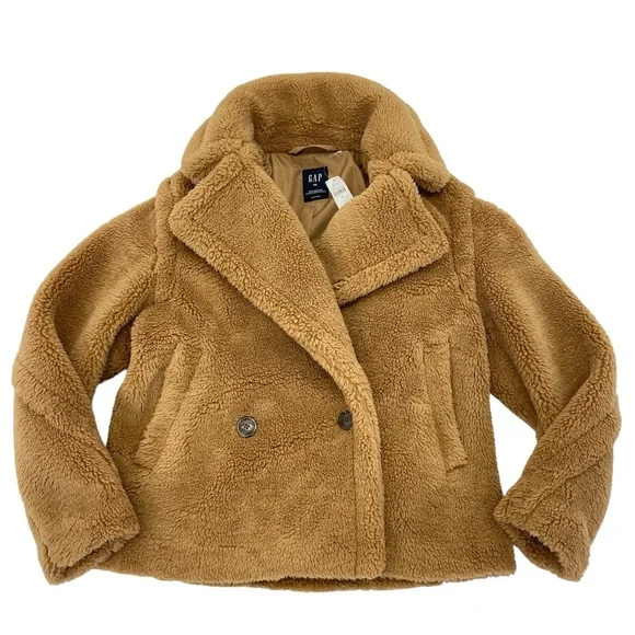 NWT GAP Sherpa Moto Jacket XS Tan - Picture 8 of 14